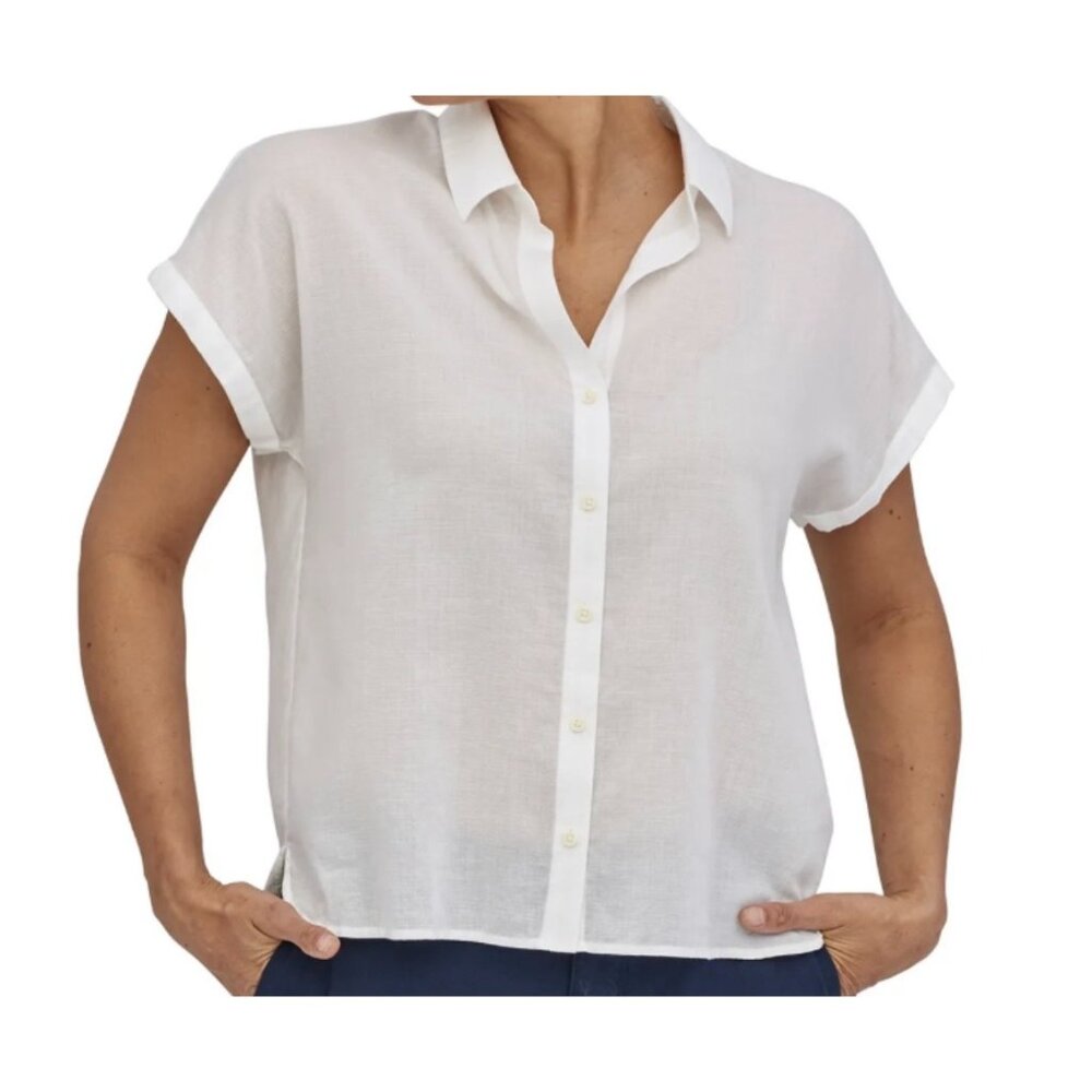 Patagonia Boxy Fit Button Up Shirt Cotton Short Sleeve Minimalist Airy L